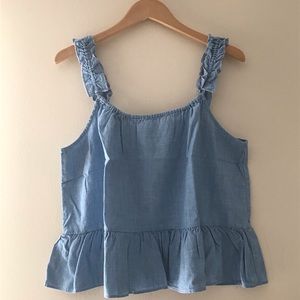 Madewell Denim Ruffle-Strap Cami in Haddon Wash
